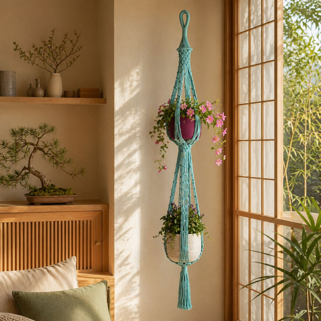 Luxurious Macrame Plant Hanger Opulent Hanging Planter Display
